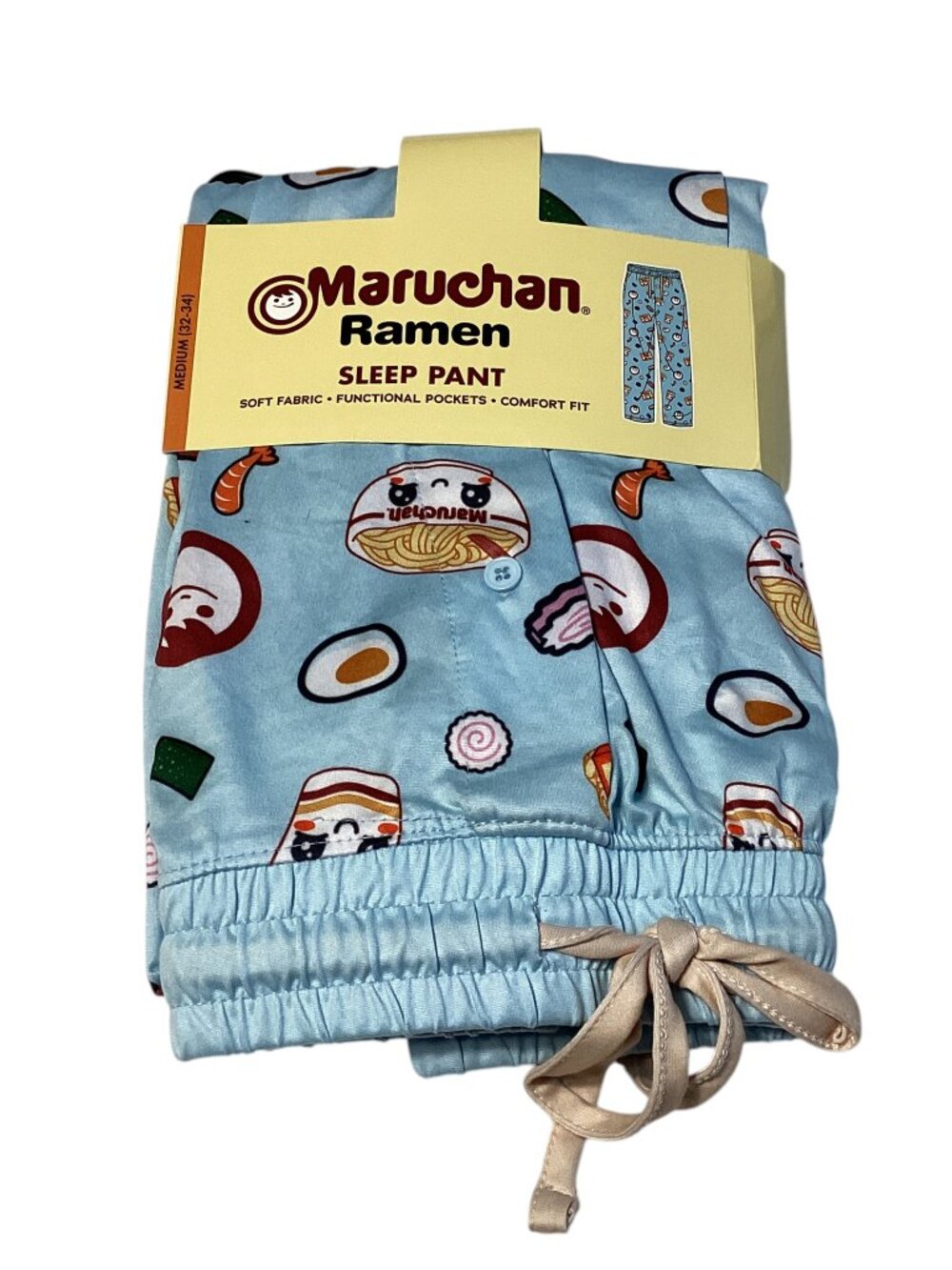Maruchan Ramen Sleep Pants, Side Pockets, Size Medium 32-34